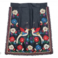 Black Cotton Embroidered Apron with Birds | Nizny Klatov, Slovakia